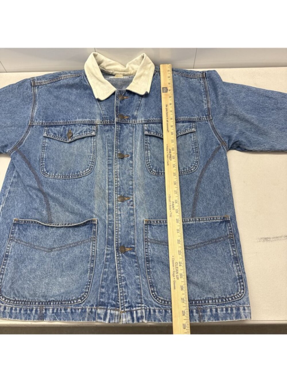 VTG JORDACHE LARGE STONEWASH DENIM JEAN TRUCKER COWBOY RANCH JACKET SZ Large - Picture 8 of 9